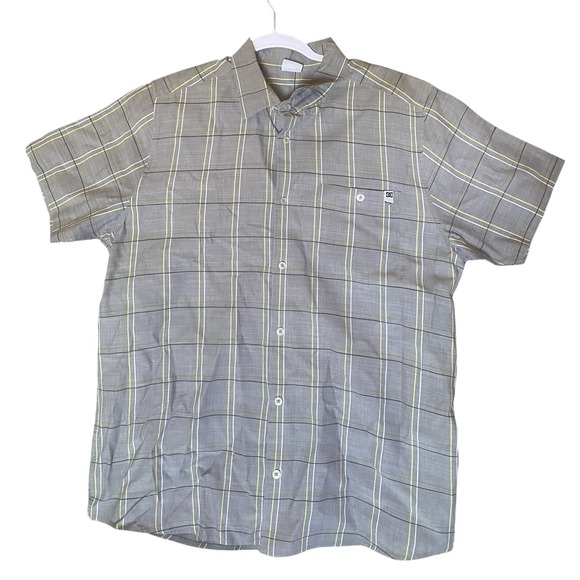DC Shirt Mens Large Gray‎ Striped Short Sleeve Button Up Workwear Casual Shirt - Picture 1 of 4